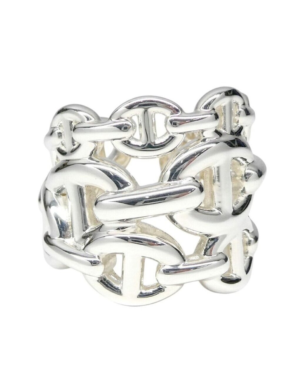 Hermes Ring Chaine D'ancre Enchainee GM 47 Silver